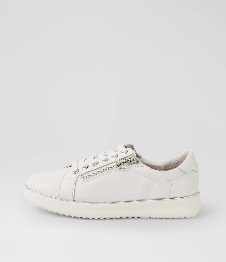 Lincon D White Silver Leather Sneakers Lincon D White Silver Leather Sneakers