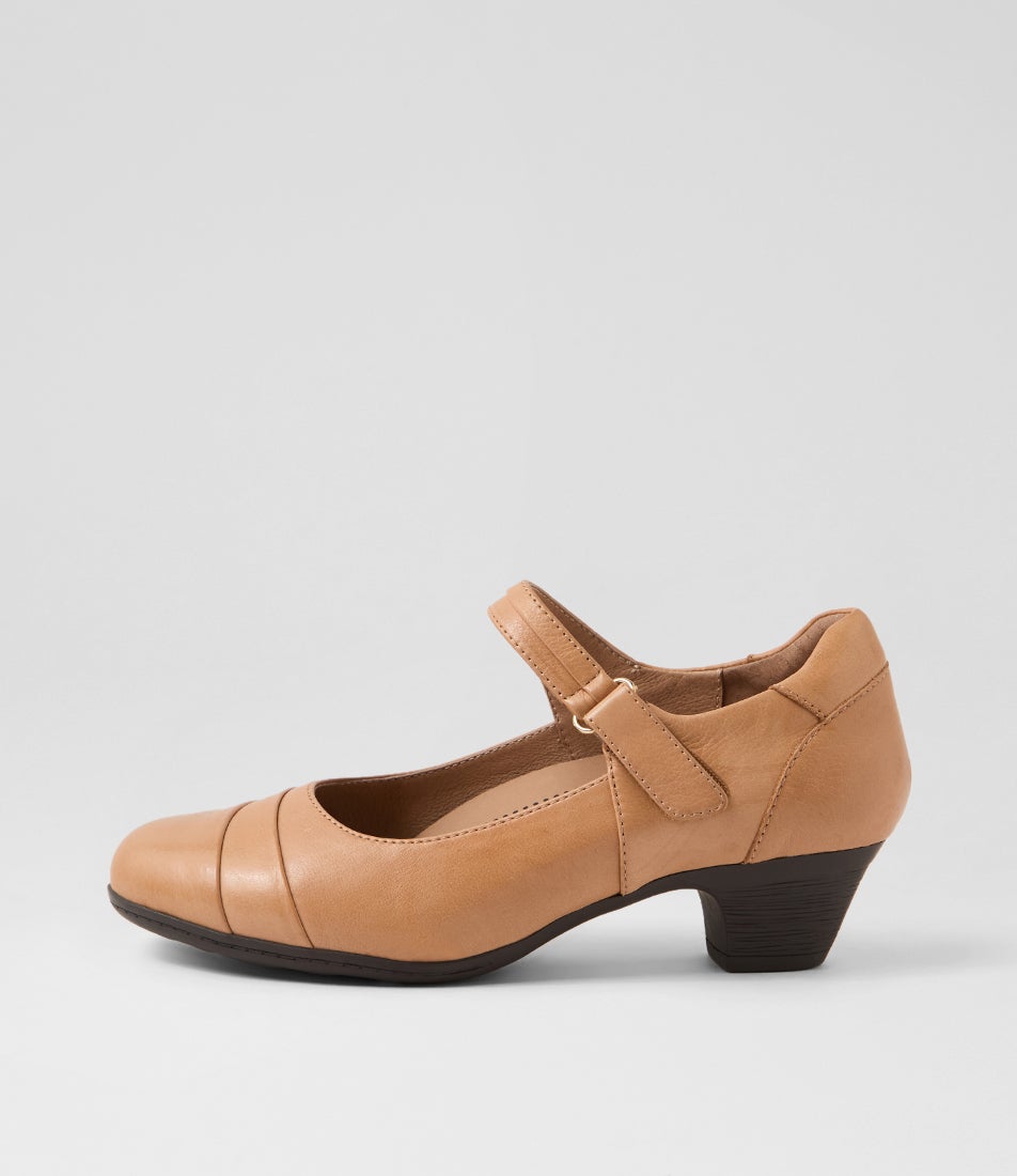 Larsin Dark Tan Leather Heels