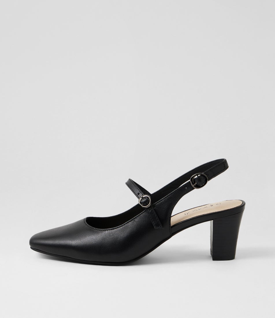 Matildas Black Leather Heels