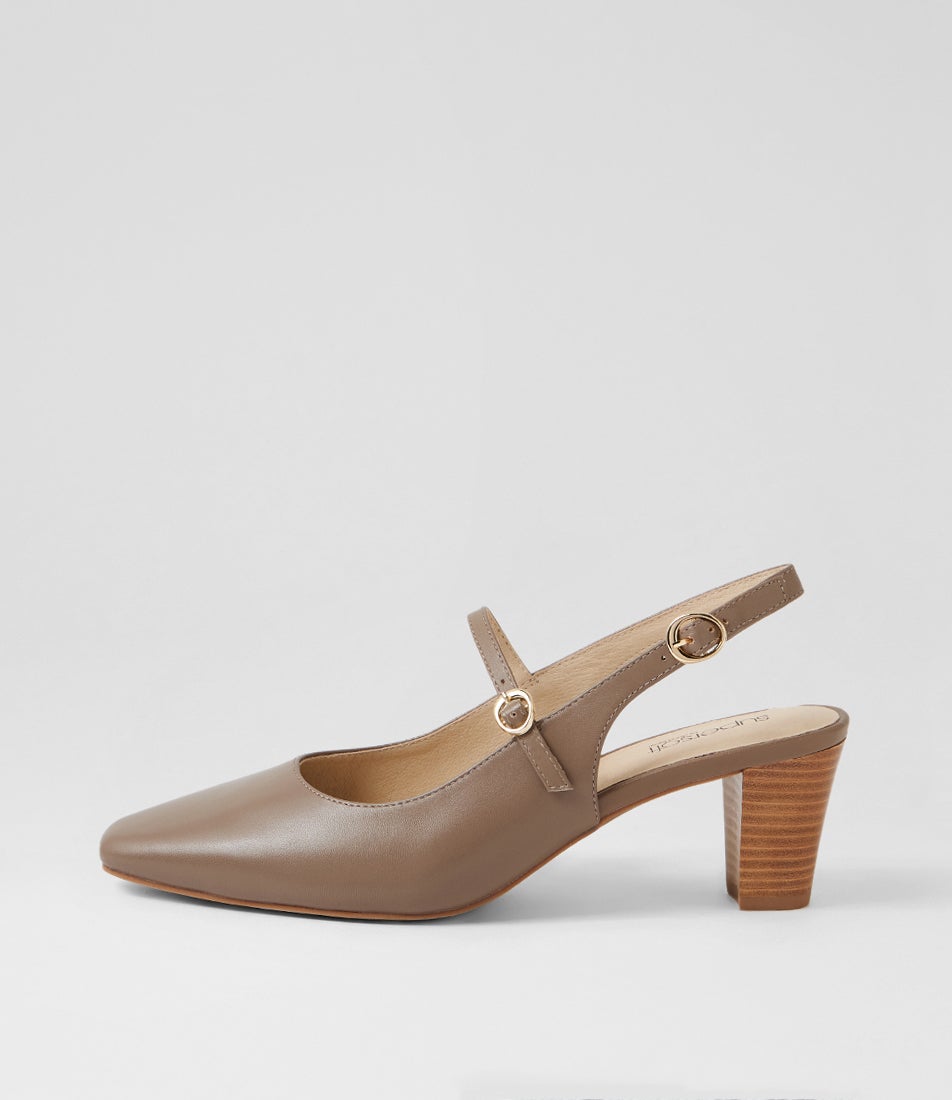 Matildas Dark Taupe Leather Heels