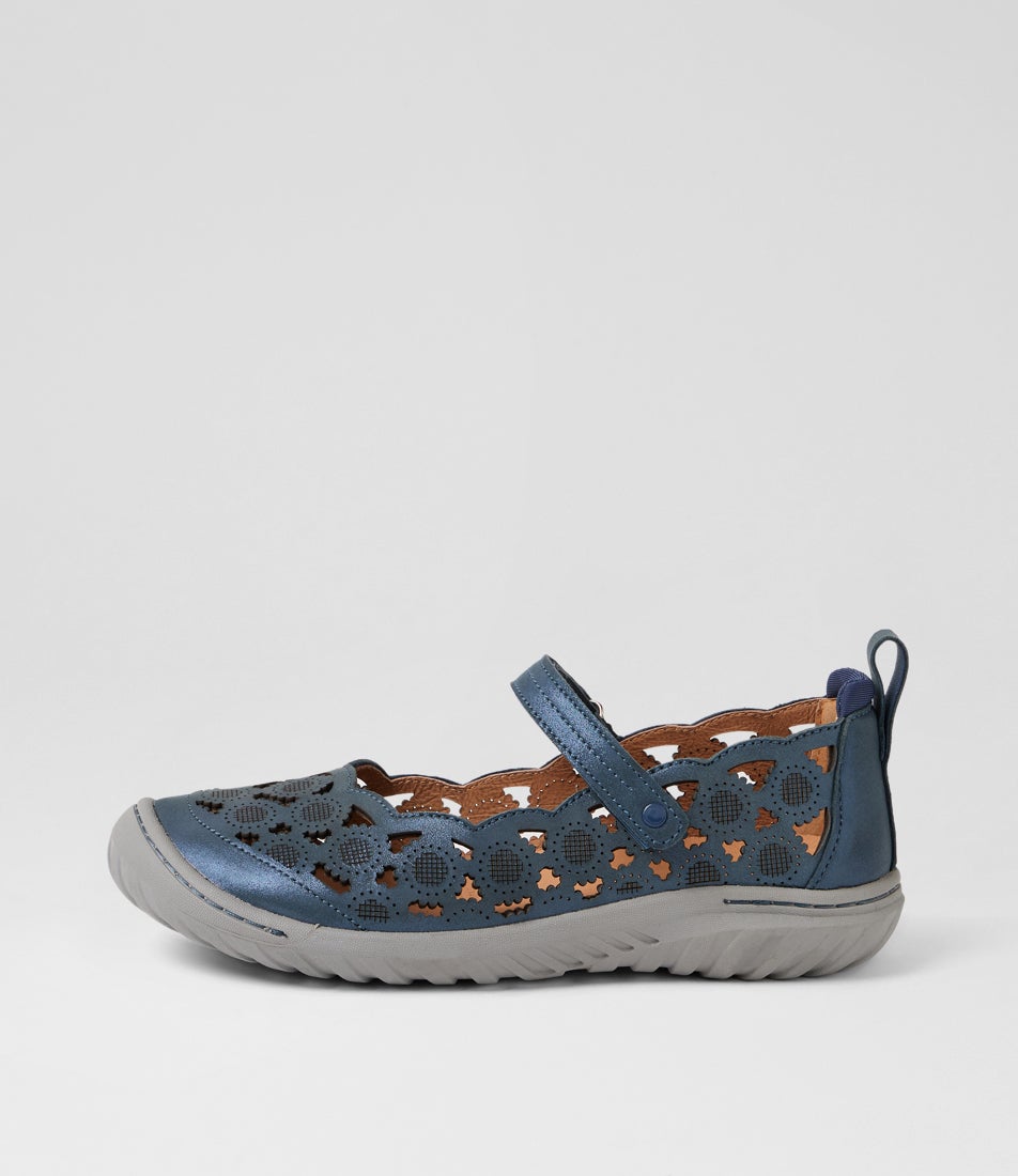 Tadaa Blue Shimmer Suede Flat Shoes