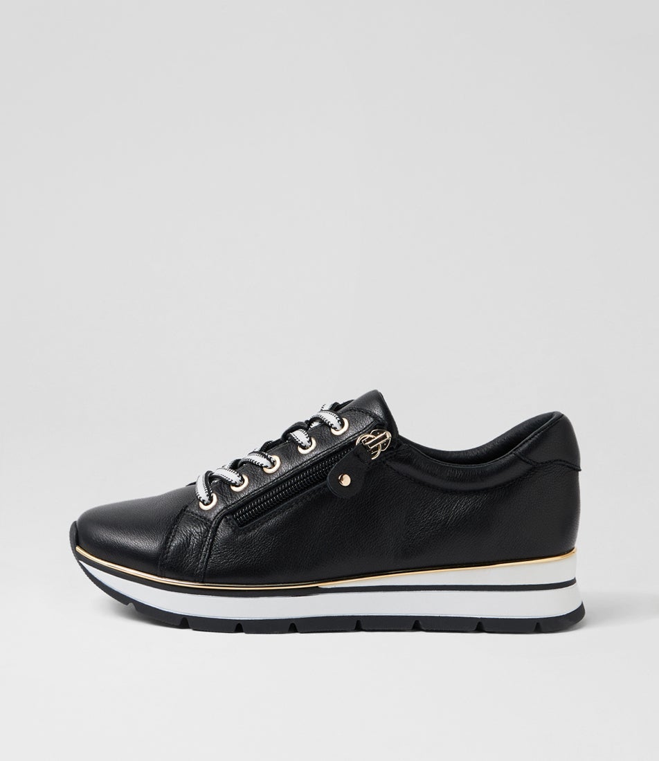 Nanettes Black White Leather Sneakers