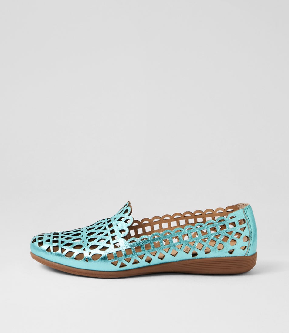 Hadelys Aqua Metallic Leather Loafers Hadelys Aqua Metallic Leather Loafers