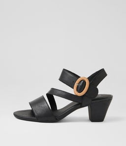 Invites Black Leather Sandals Invites Black Leather Sandals