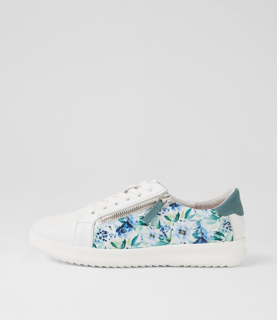 Zaylees D White Blue Melody Leather Sneakers Zaylees D White Blue Melody Leather Sneakers