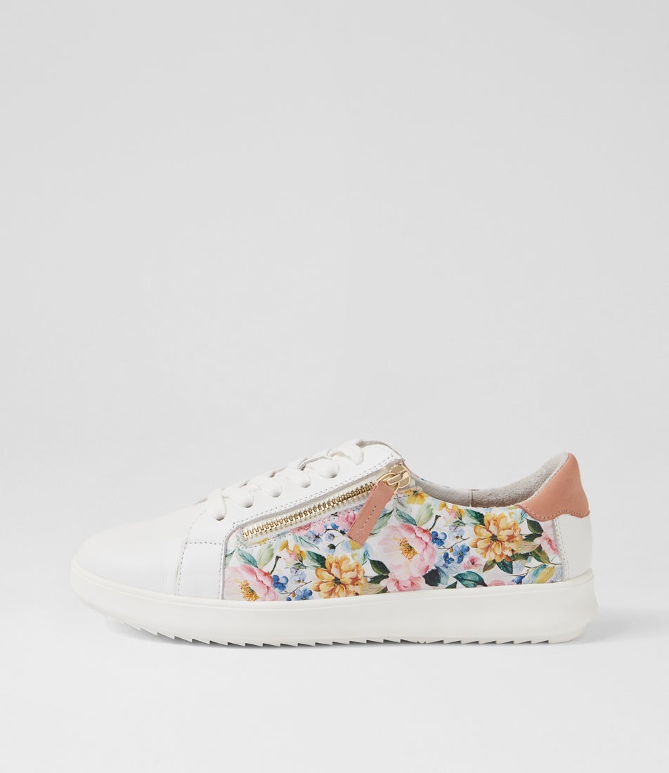 Zaylees D White Pink Melody Leather Sneakers Zaylees D White Pink Melody Leather Sneakers