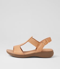 Mailie Dark Tan Leather Elastic Sandals Mailie Dark Tan Leather Elastic Sandals
