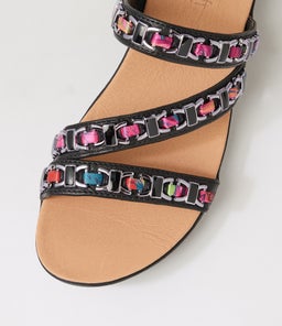 MAYBELLE SU BLACK MULTI LEATHER FABRIC