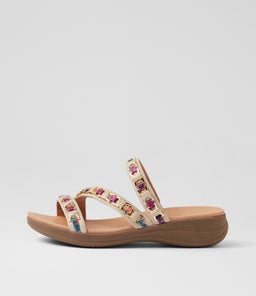 Maybelle Almond Multi Leather Fabric Sandals Maybelle Almond Multi Leather Fabric Sandals