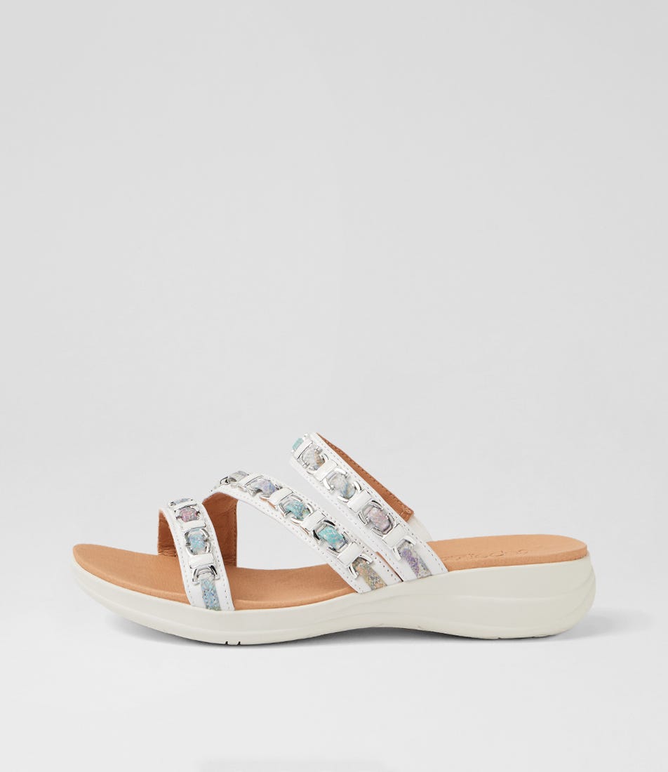 Maybelle White Pastel Melody Leather Sandals