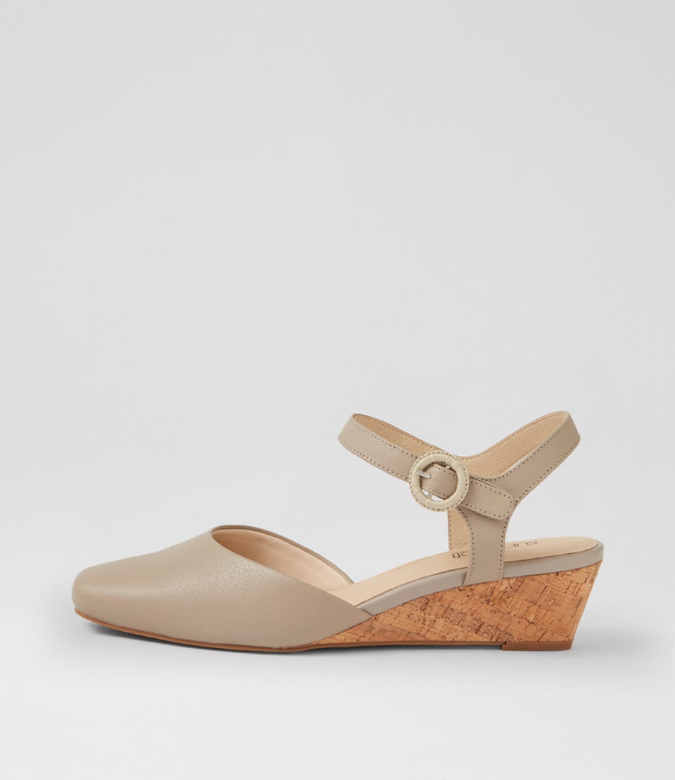 Selvine Stone Leather Cork Heels