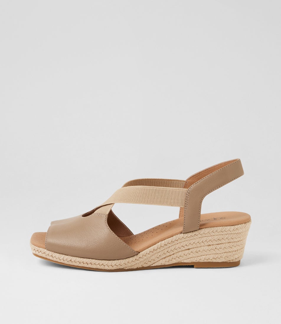 Zelie Light Taupe Leather Elastic Sandals