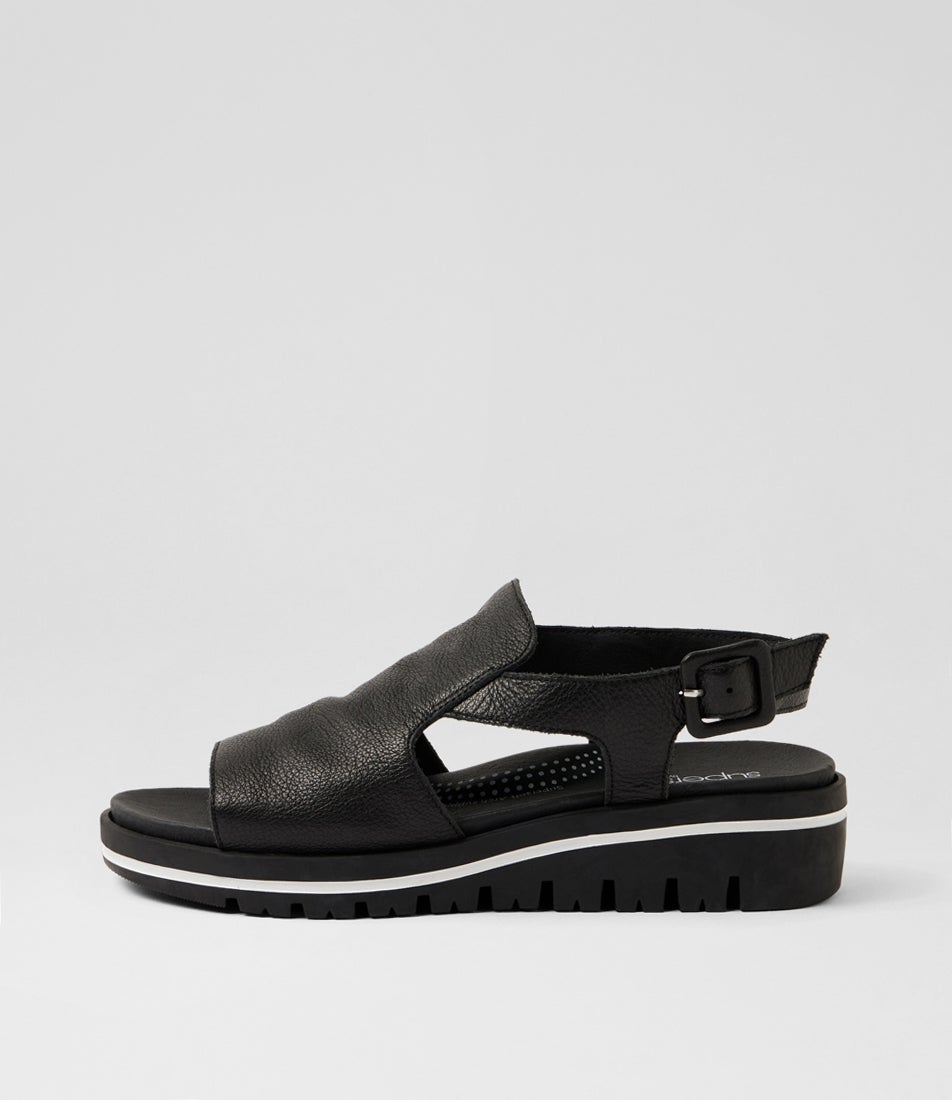 Antonee Black Leather Sandals