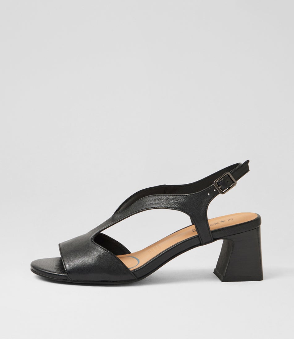 Jessia Black Leather Sandals