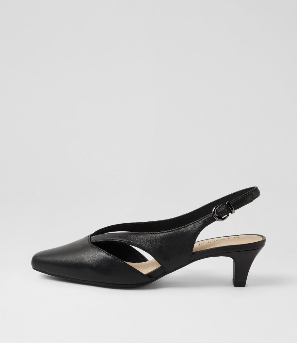 Liliosa Black Leather Heels