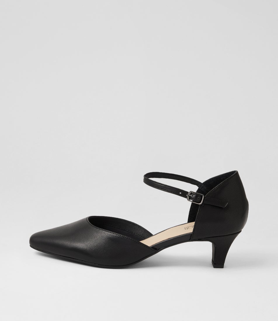 Louisas Black Leather Heels