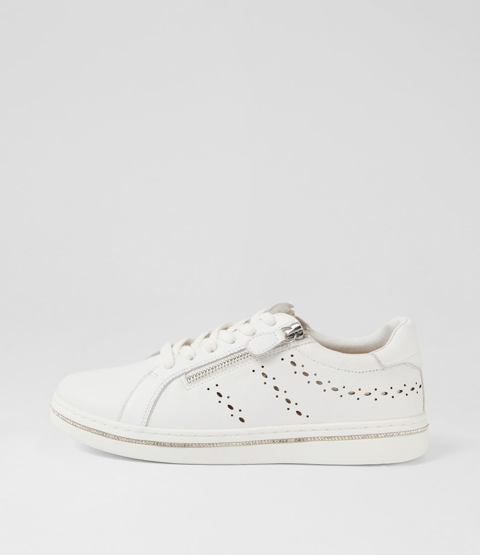 Sacie White Diamonds Leather Sneakers