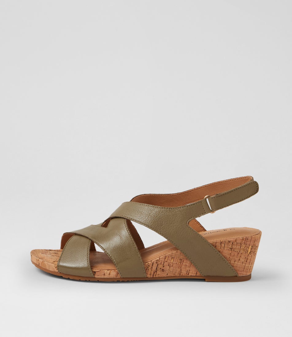 Sars Khaki Cork Leather Sandals