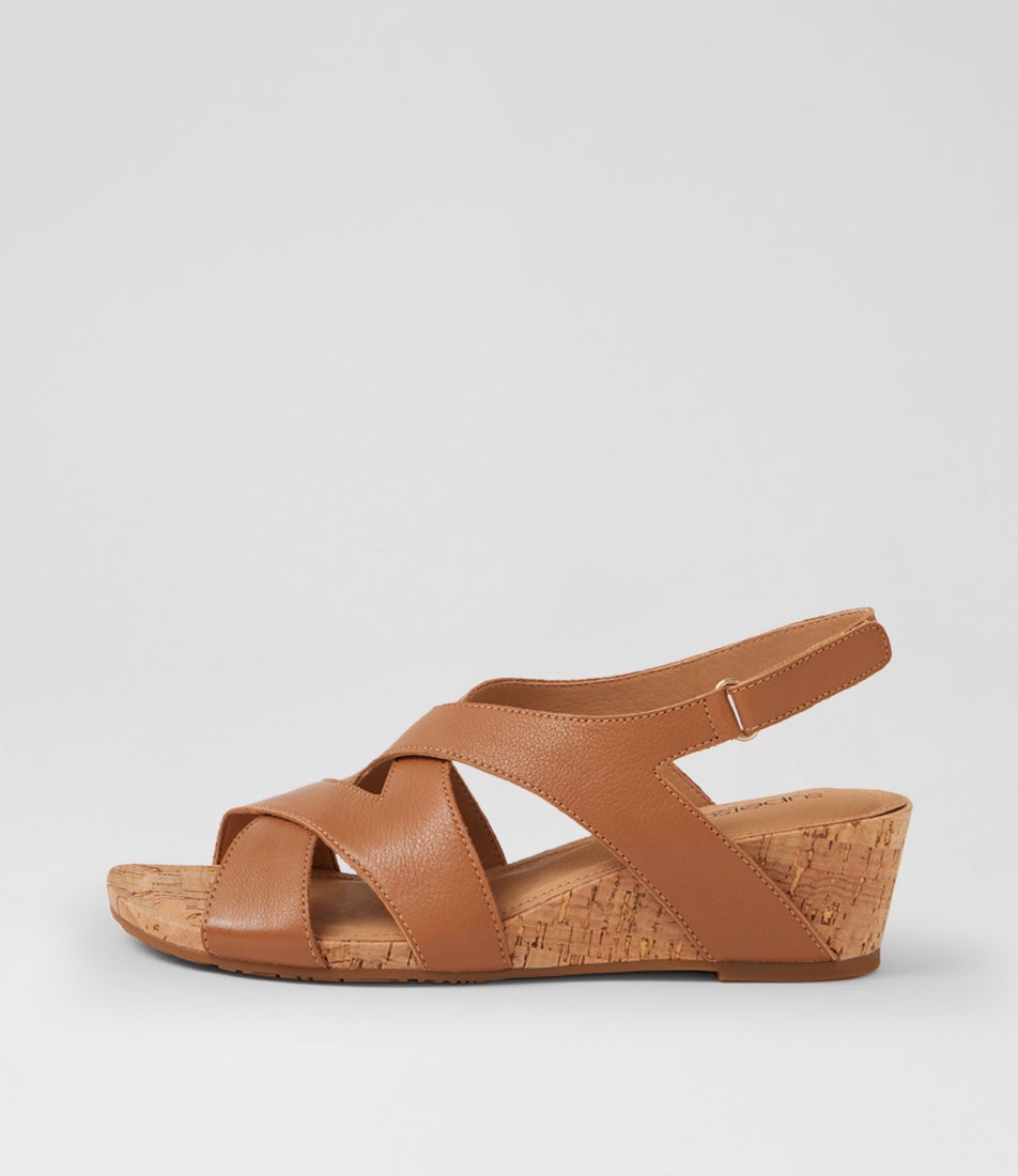Sars Dark Tan Cork Leather Sandals
