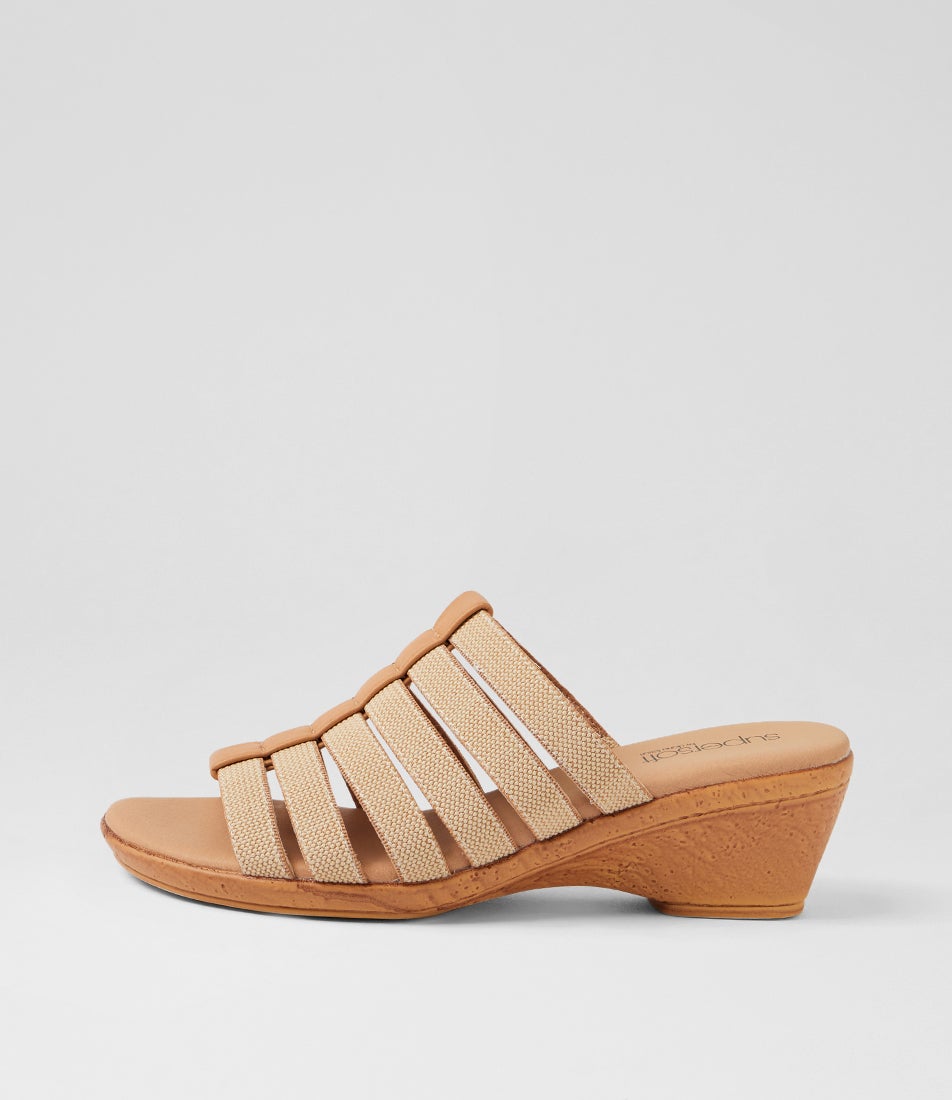 Victorias Natural Leather Elastic Sandals