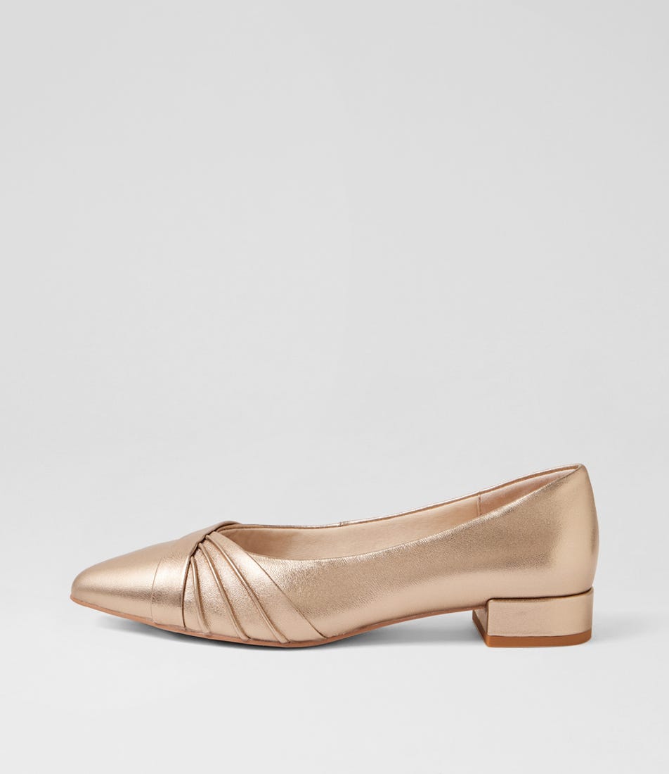Winay D Champagne Leather Flat Shoes