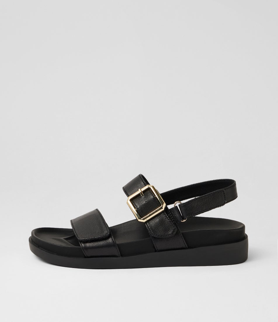 Bryce Black Leather Sandals
