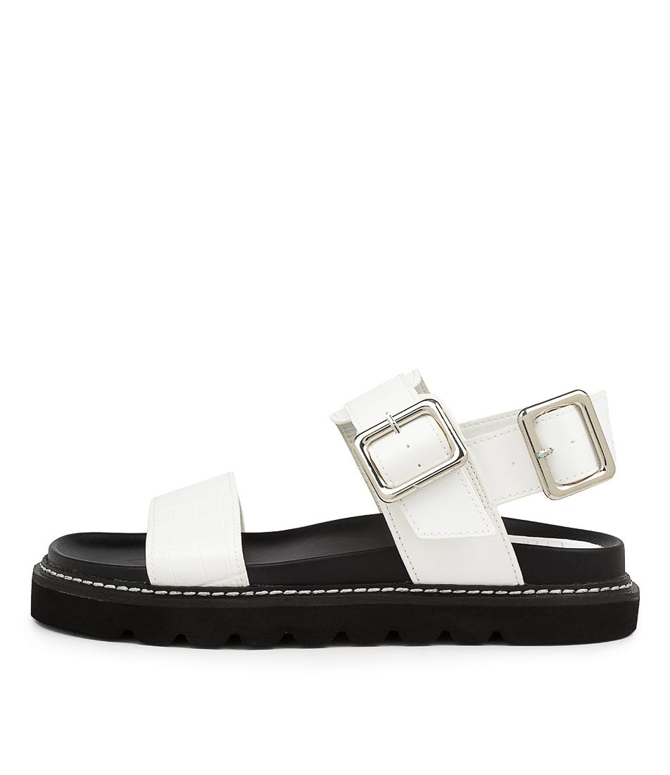 Buy Therapy Adriana Th White Croc Flat Sandals online with free shipping