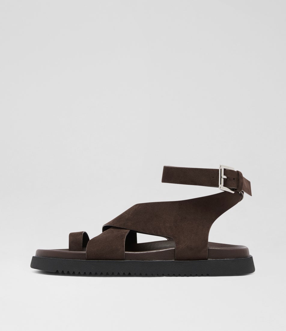 Redeem Chocolate Microsuede Sandals