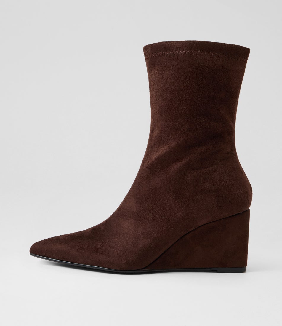 Saviour Chocolate Microsuede Ankle Boots