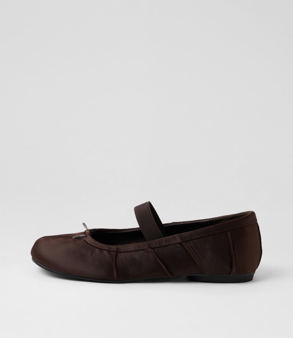 Haru Chocolate Satin Flat Shoes Haru Chocolate Satin Flat Shoes