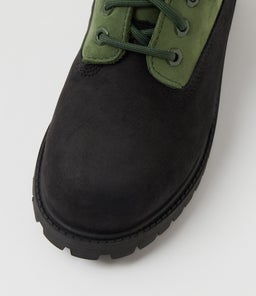 6 PREMIUM ICON BOOT JNR BLACK GREEN NUBUCK