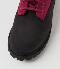 6 PREMIUM ICON BOOT JNR BLACK PINK NUBUCK
