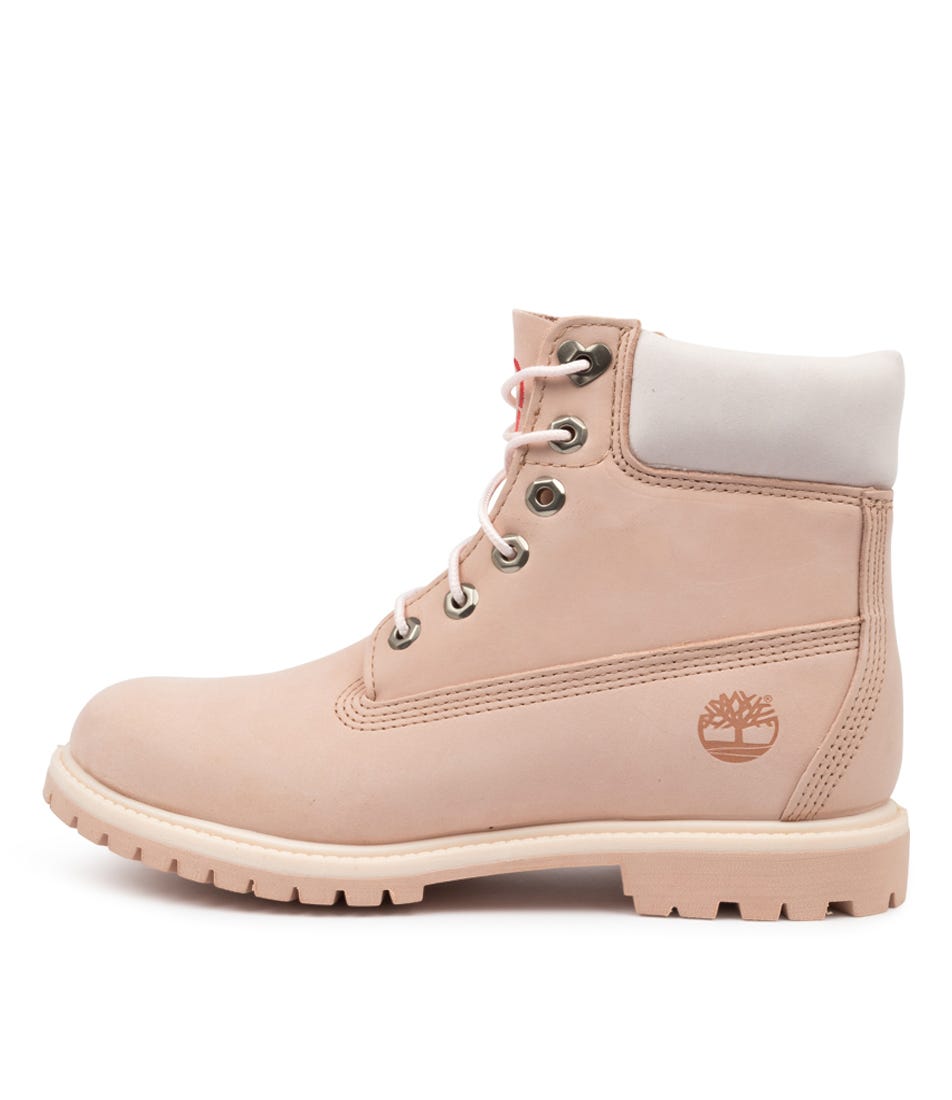 pink and tan timberlands