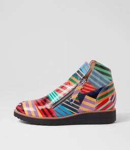 OHMY BLACK STRIPE MULTI PATENT LEATHER