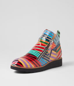 OHMY BLACK STRIPE MULTI PATENT LEATHER