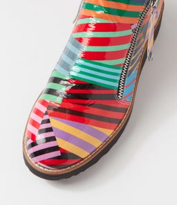 OHMY BLACK STRIPE MULTI PATENT LEATHER