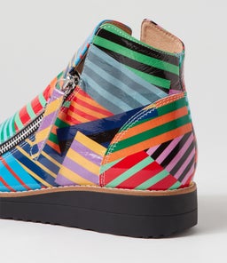 OHMY BLACK STRIPE MULTI PATENT LEATHER
