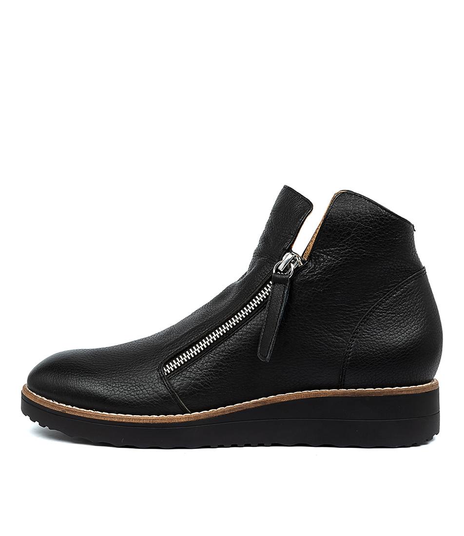 Ohmy Black Black Leather Ankle Boots Ohmy Black Black Leather Ankle Boots