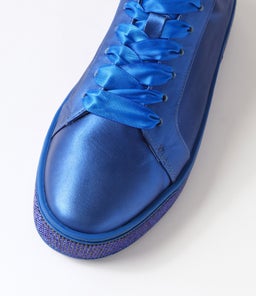 PLUMA COBALT SATIN COBALT LEATHER JEWELS