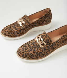 OZAMA TO CAMEL LEOPARD WHITE SOLE SUEDE