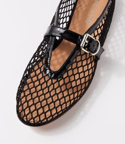 WALAIA TO BLACK BLACK PATENT MESH