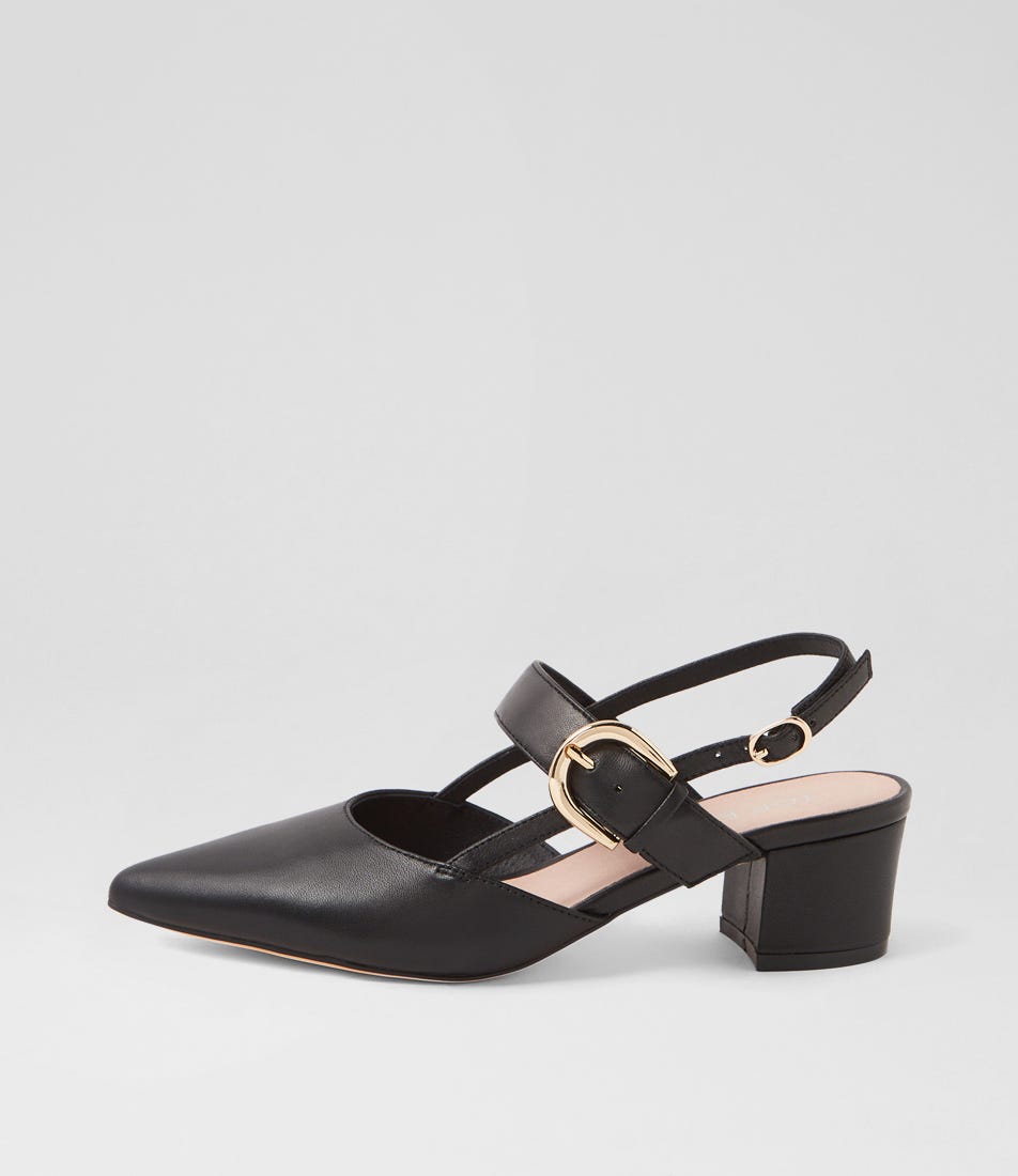 Asten Black Leather Pump Heels Asten Black Leather Pump Heels