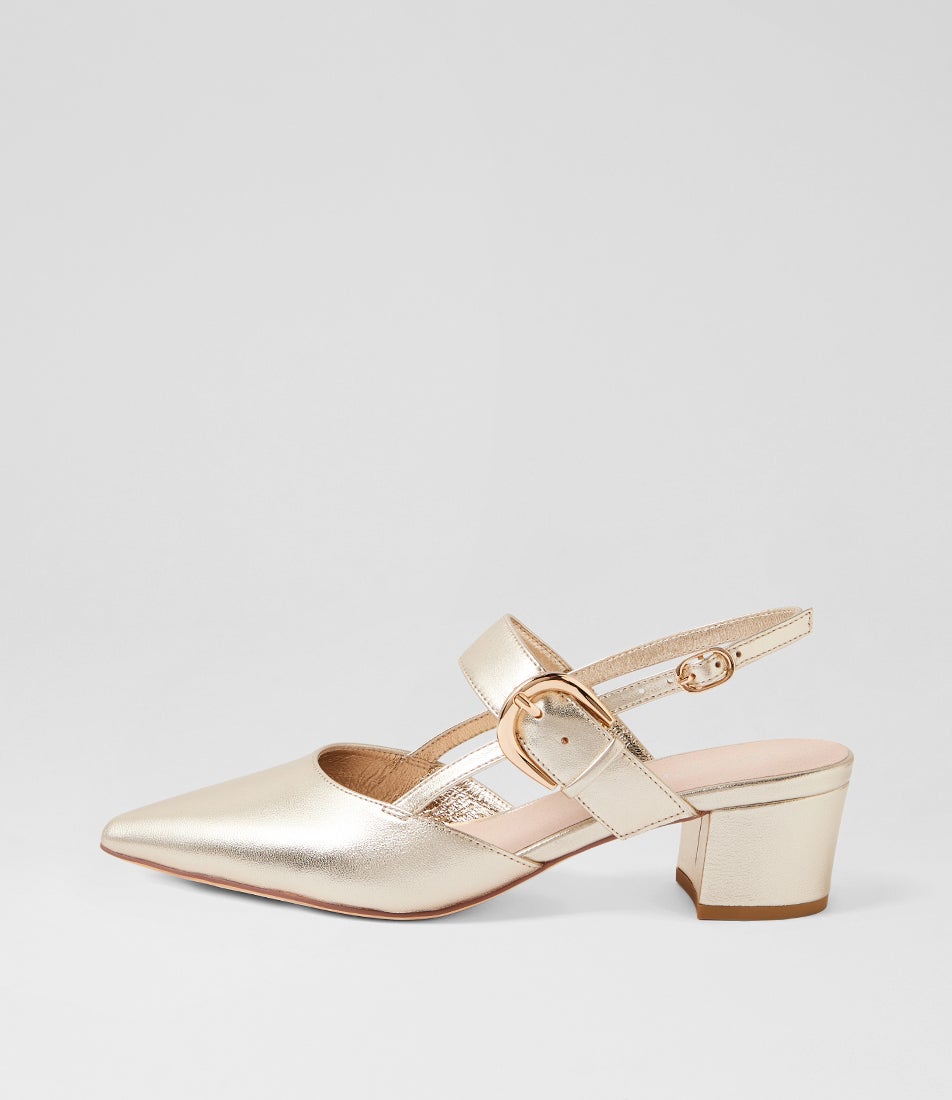Asten Pale Gold Leather Heels Asten Pale Gold Leather Heels