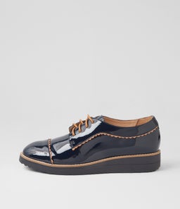 OLIVEE TO NAVY COGNAC PATENT LEATHER