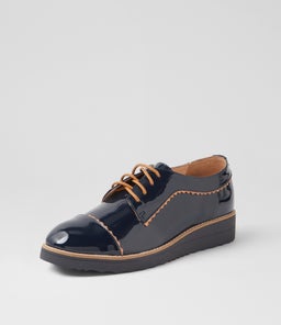 OLIVEE TO NAVY COGNAC PATENT LEATHER