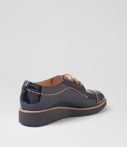 OLIVEE TO NAVY COGNAC PATENT LEATHER