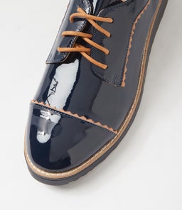 OLIVEE TO NAVY COGNAC PATENT LEATHER