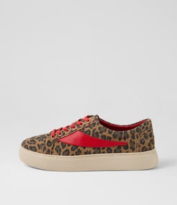DOWENS TO CAMEL LEOPARD RED SUEDE LEATHER