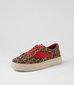 DOWENS TO CAMEL LEOPARD RED SUEDE LEATHER