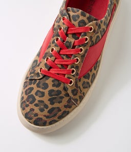 DOWENS TO CAMEL LEOPARD RED SUEDE LEATHER